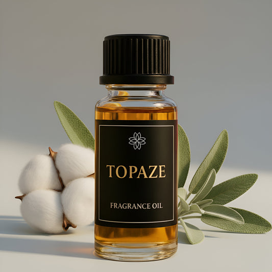 Huile parfumée Topaze Maison Cyrelle — notes douces de coton et de sauge pour une atmosphère propre et apaisante