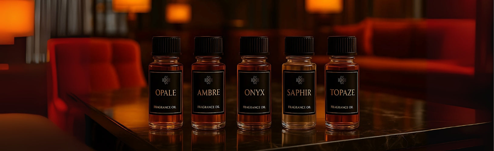 Huiles parfumées Maison Cyrelle pour diffuseur d'intérieur – Opale, Ambre, Onyx, Saphir et Topaze