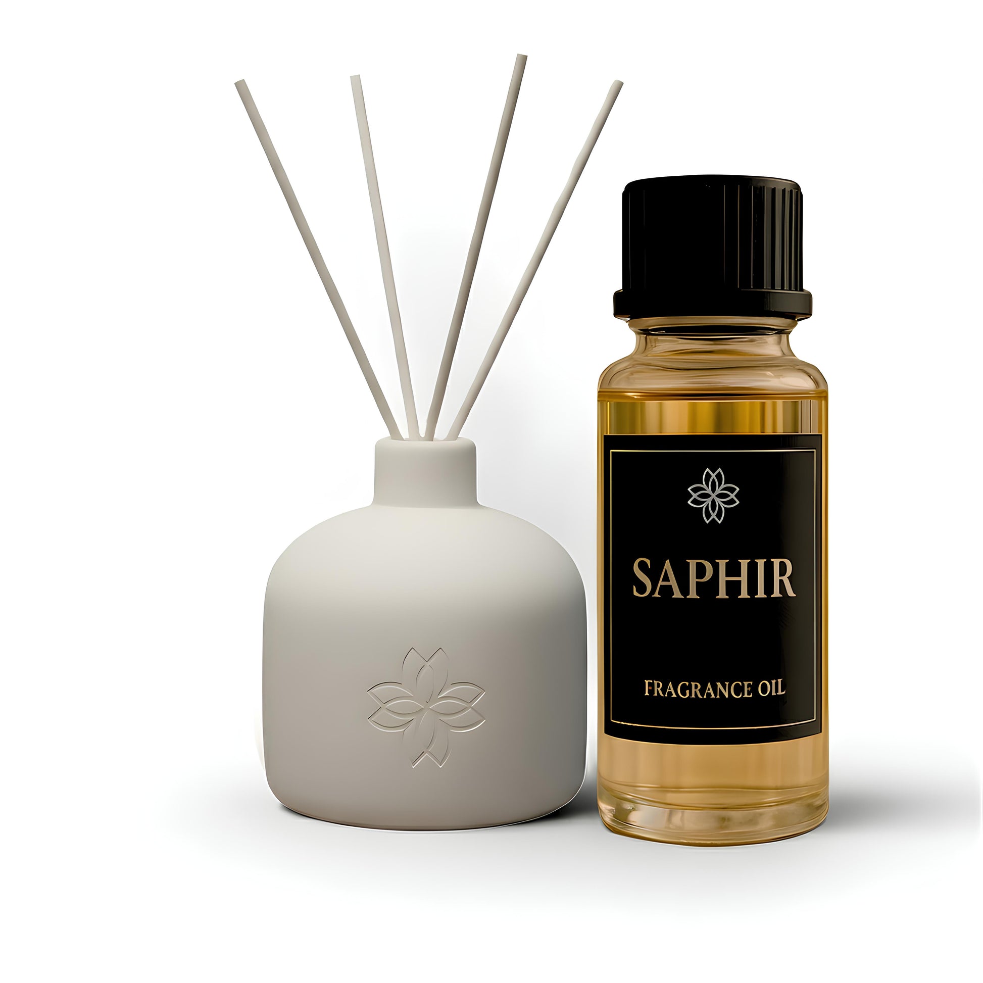 Diffuseur à bâtonnets Saphir avec huile parfumée, collection Maison Cyrelle, parfum d'intérieur raffiné et apaisant 500ml
